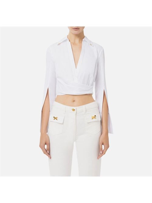 Camicia cropped in raso con drappeggio ELISABETTA FRANCHI | CA07851E251E2100